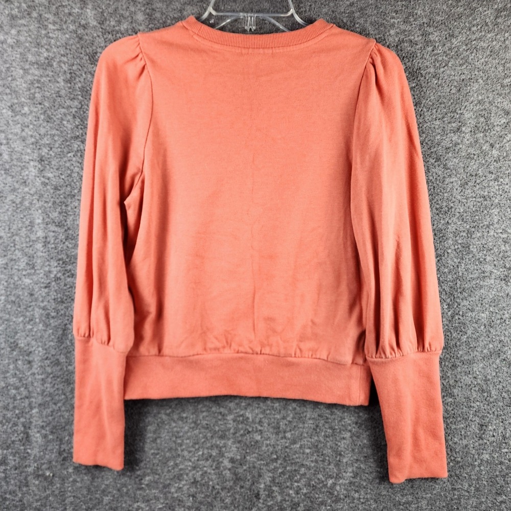 Who What Wear Sweatshirt Womens XS Coral Puff Sleeve Crew Neck Pullover